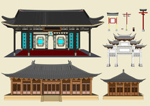 Vector Buildings, Chinese Style Houses And Japanese Houses