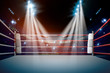 boxing ring with illumination by spotlights. - Illustration