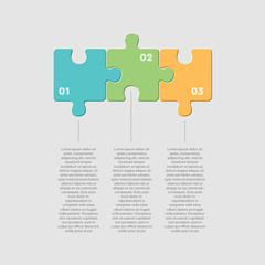 Poster - Three pieces jigsaw puzzle square line infographic