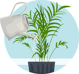 Poster - Household Chores Water Indoor Plant Illustration