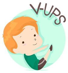 Sticker - Kid Boy Exercise V Ups Illustration