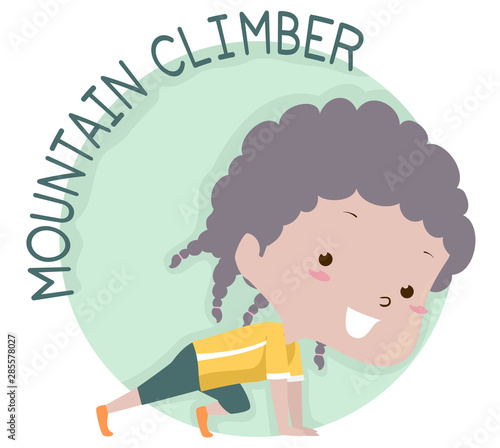 Kid Girl Exercise Mountain Climber Illustration