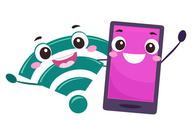 Sticker - Mascot Cellphone Wifi Signal Illustration