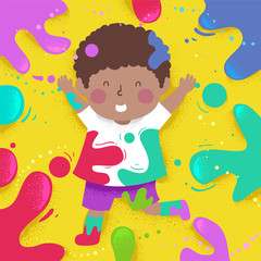 Poster - Kid Boy Black Colors Splats Illustration