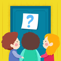 Poster - Kids Door Question Mark Illustration