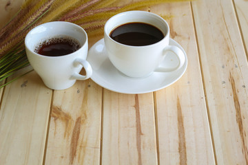 Coffee cup on the table in the morning