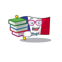 Canvas Print - Student with book french flag folded in cartoon drawer