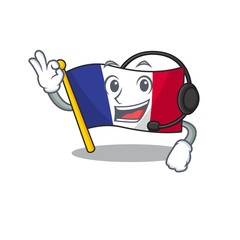 Wall Mural - With headphone french flag folded in cartoon drawer