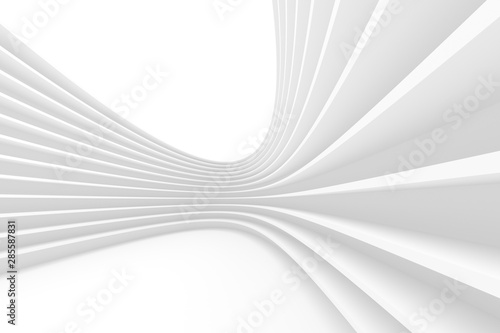 Abstract Architecture Background. 3d Rendering of White Circularl Building