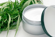 Cannabis face cream or moisturizer jar concept. Natural cosmetic.