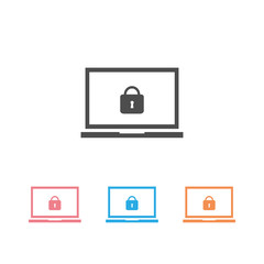 Wall Mural - Vector tech computer laptop icon set. On the computer screen a lock sign. Illustration of a laptop safety in flat