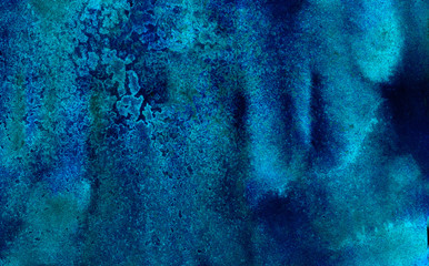 aquarelle painted ink canvas, cosmic card template for modern design. deep dark glowing blue neon wa