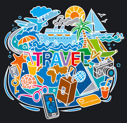 Wall Mural - concept doodle for travel