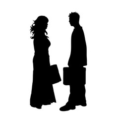 Sticker - Vector silhouette of business couple on white background. Symbol of man, woman, work, manager,businessman, businesswoman.