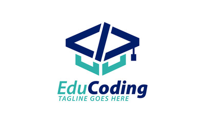 Education concept logos, digital code logo illustration, coding, programmer logo icon vetor, media logo.