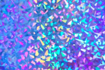 Aufkleber - Blurred texture in violet, pink and mint colors. Abstract trendy holographic triangle background in 80s style. Neon pastel colors.