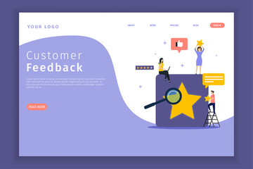 Customer feedback landing page for the site. This design can be used for websites, landing pages, mobile applications, posters, banners.