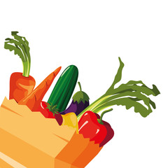 Wall Mural - paper bag supermarket vegetables carrot cucumber eggplant