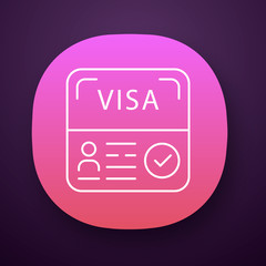 Poster - Start up visa app icon. Residence permit. Travel document. Immigration. Travel approval. Foreign entrepreneurs visa. UI/UX user interface. Web or mobile application. Vector isolated illustration