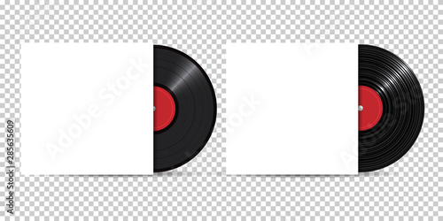 Cuadros en Lienzo Vinyl Record with Cover Mockup, realistic style, set