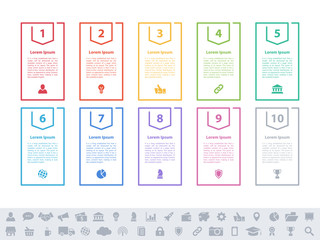Wall Mural - Infographic design business concept vector illustration with 10 steps or options or processes represent work flow or diagram or web button banner