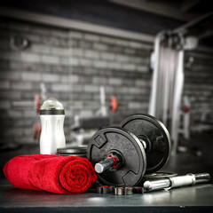Wall Mural - desk of free space and gym interior.