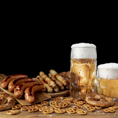 Tasty oktoberfest snacks on a table