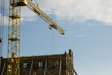 Restoration of an old building. Gentrification of the area. Side view