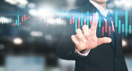 businessman plan graph and increase of chart positive indicators in his business