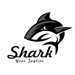 Wall Mural - simple jumping style shark logo design inspiration