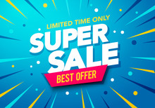 Vector Illustration Sale Banner Template Design, Big Sale Special Up To 80% Off. Super Sale, End Of Season Special Offer Banner. 