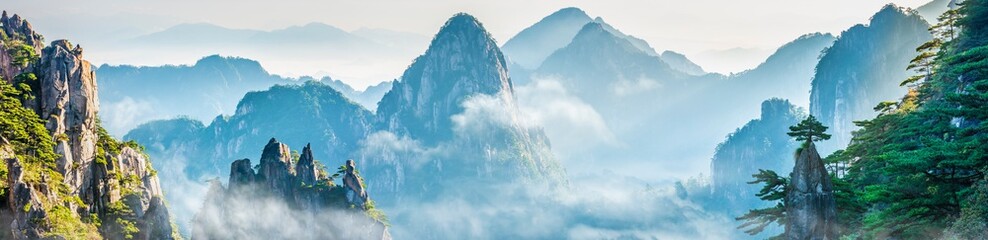 landscape of mount huangshan (yellow mountains). unesco world heritage site. located in huangshan, a