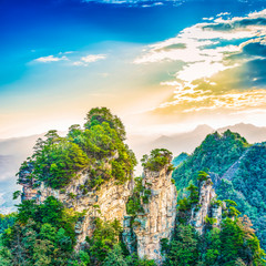 Wall Mural - sunrise of zhangjiajie. located in tianzi mountain, zhangjiajie national forest park, zhangjiajie, h