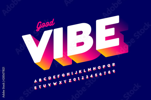 Fotografía Bright style font design, alphabet letters and numbers