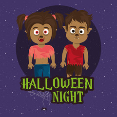 Wall Mural - happy halloween scary night cartoon