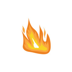 Hot orange flame symbol in hand drawn flat style