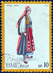 Sticker - Woman from Corfu island, Garitsa (Greece 1973)