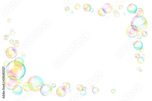 虹色に光るシャボン玉の２角ラインフレーム 水彩イラスト Stock Illustration Adobe Stock