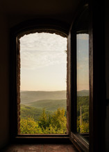 Open Window On The Wall With Italian Landscape 