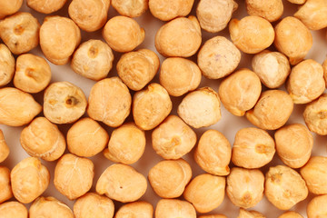 Canvas Print - several chickpeas on a white background closeup