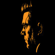 Man portrait silhouette in backlight Contrast face