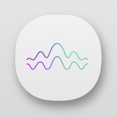 Canvas Print - Fluid wave app icon. UI/UX user interface. Flowing wavy lines. Music rhythm, digital soundwave, melody waveform. Equalizer, sound abstract curve. Web, mobile applications. Vector isolated illustration