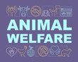Pet shelter, animal welfare word concepts banner. Wildlife protection presentation, website. Isolated lettering typography idea with linear icons. Veterinary clinic, farm. Vector outline illustration