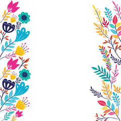 pattern colorful flowers isolated icon