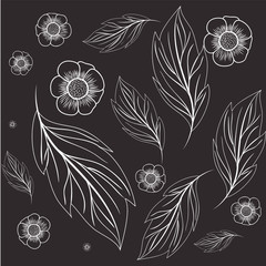 Sticker - pattern flowers with leafs isolated icon