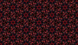 Modern infernal seamless pattern on black background. Abstract ornament of repeating red glowing elements.