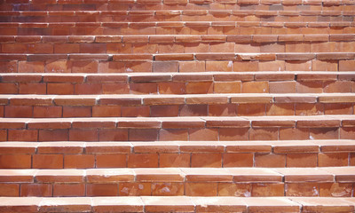 Wall Mural - A close sectional full frame view of old red brick stairs