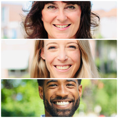 Canvas Print - Group of beautiful commercial people outside in a park