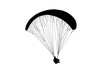 silhouette paraglider flying on white background.
