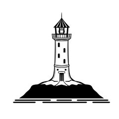 Wall Mural - Black lighthouse sign on a white background.